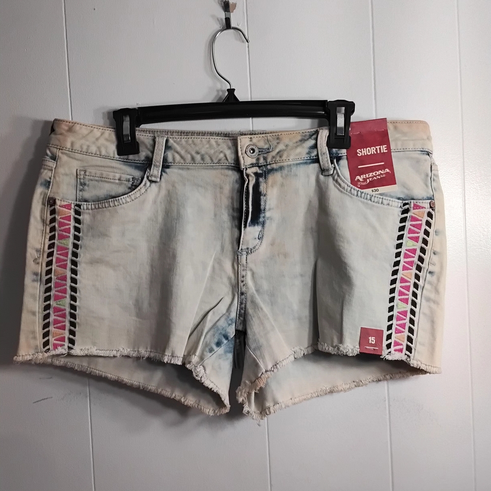 Arizona Jean Company Women's Denim Shorts with Pink Accents